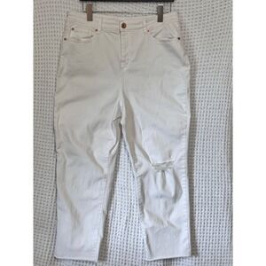 INC Denim International Concepts Womens White High Rise Skinny‎ Crop Jeans